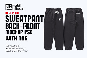 Back And Front Sweatpant PSD Mockup