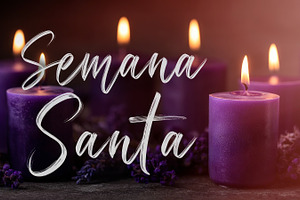 Semana Santa candles glowing with purple tones and soft light on, a Holiday Photo by José Manuel Gelpi