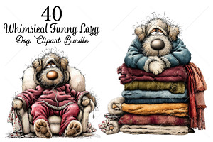 Whimsical Funny Lazy Dog Clipart PNG, a Seasonal Illustration by Canvas Craft