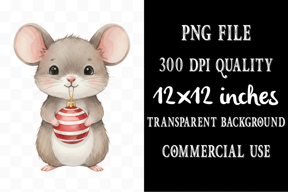 Christmas Mouse Clipart, an Illustration by Designking (Photo 4 of 5)