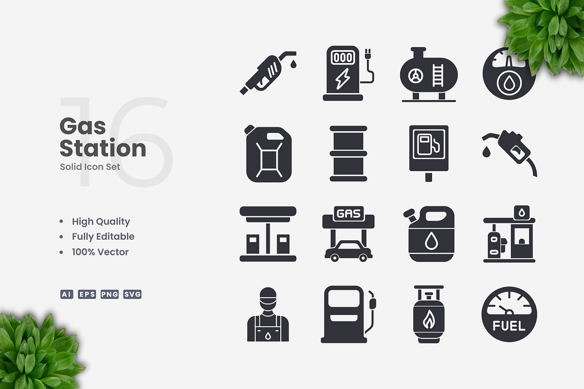 Gas Station Solid Icons