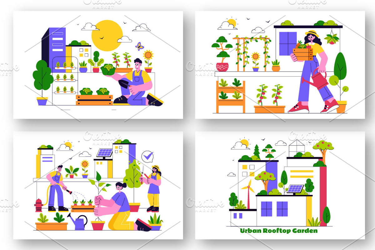 10 Urban Farming Rooftop Garden, a Person Illustration by denayunebgt (Photo 3 of 4)