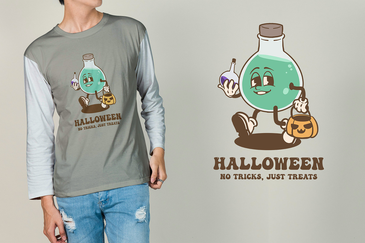 Halloween Bottle Vintage Cartoon, an Illustration by vectstudio (Photo 2 of 5)