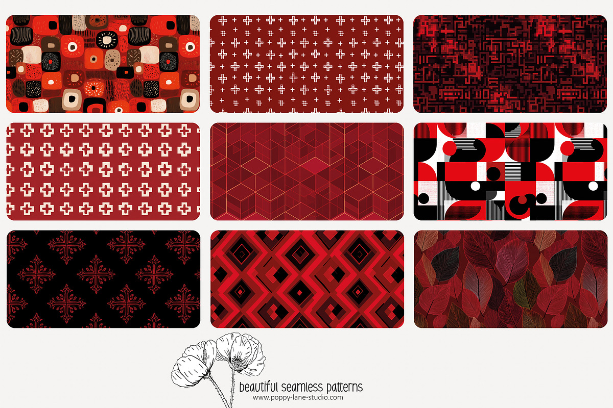 80 red geometric seamless pattern, a Pattern Graphic by Poppy Lane Studio (Photo 7 of 11)