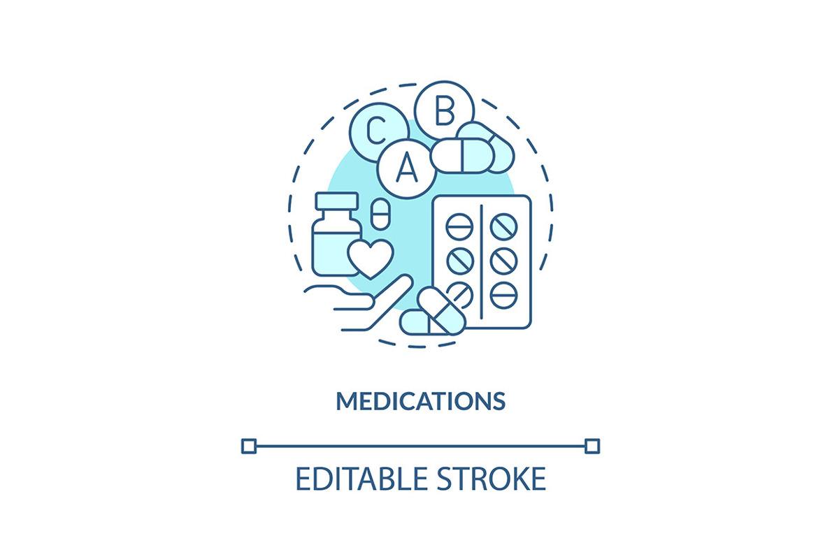 Medications blue concept icon, an Icon by IMG Visuals