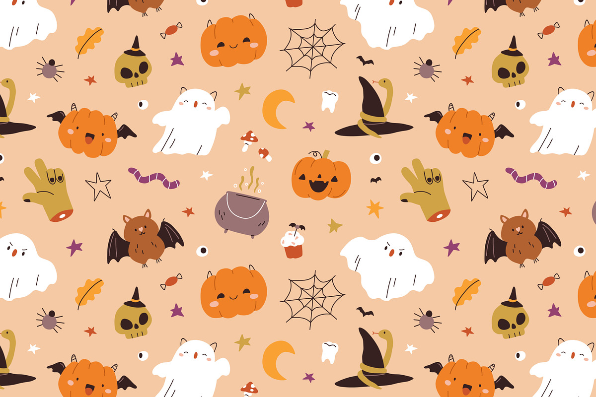 Cute Halloween seamless patterns set, a Pattern Graphic by Good Studio (Photo 2 of 8)