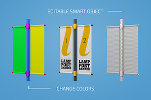 Lamp Post Banner Mockup Set