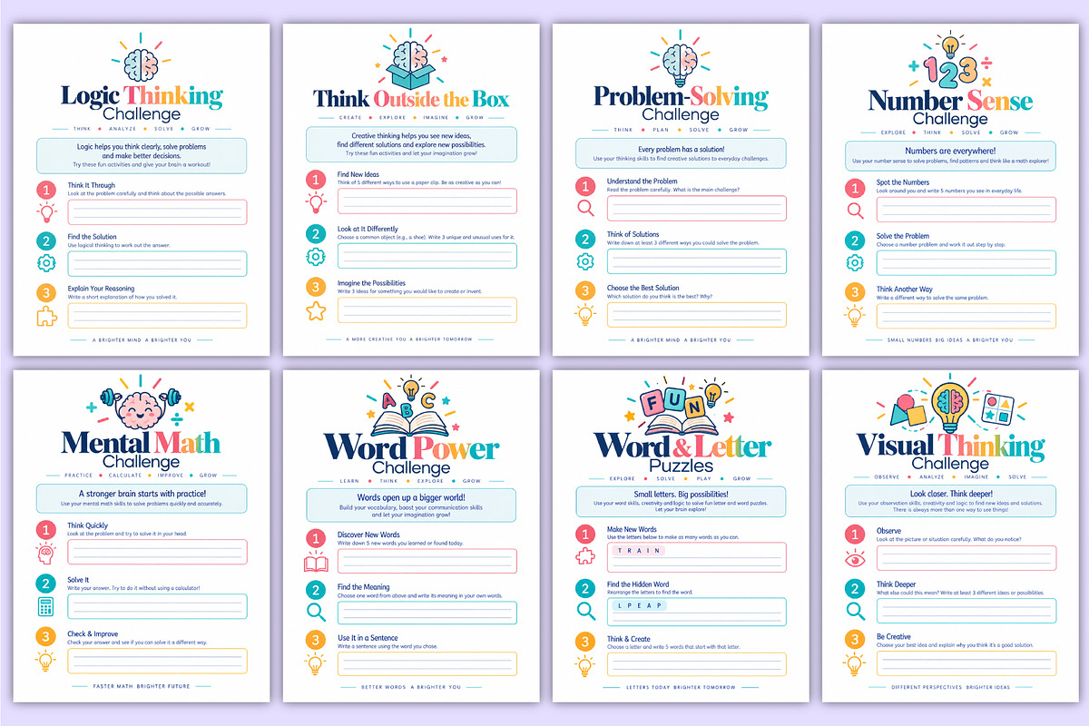 Brain Power Challenge Workbook kdp, a Stationery Template by Mustafiz (Photo 3 of 4)