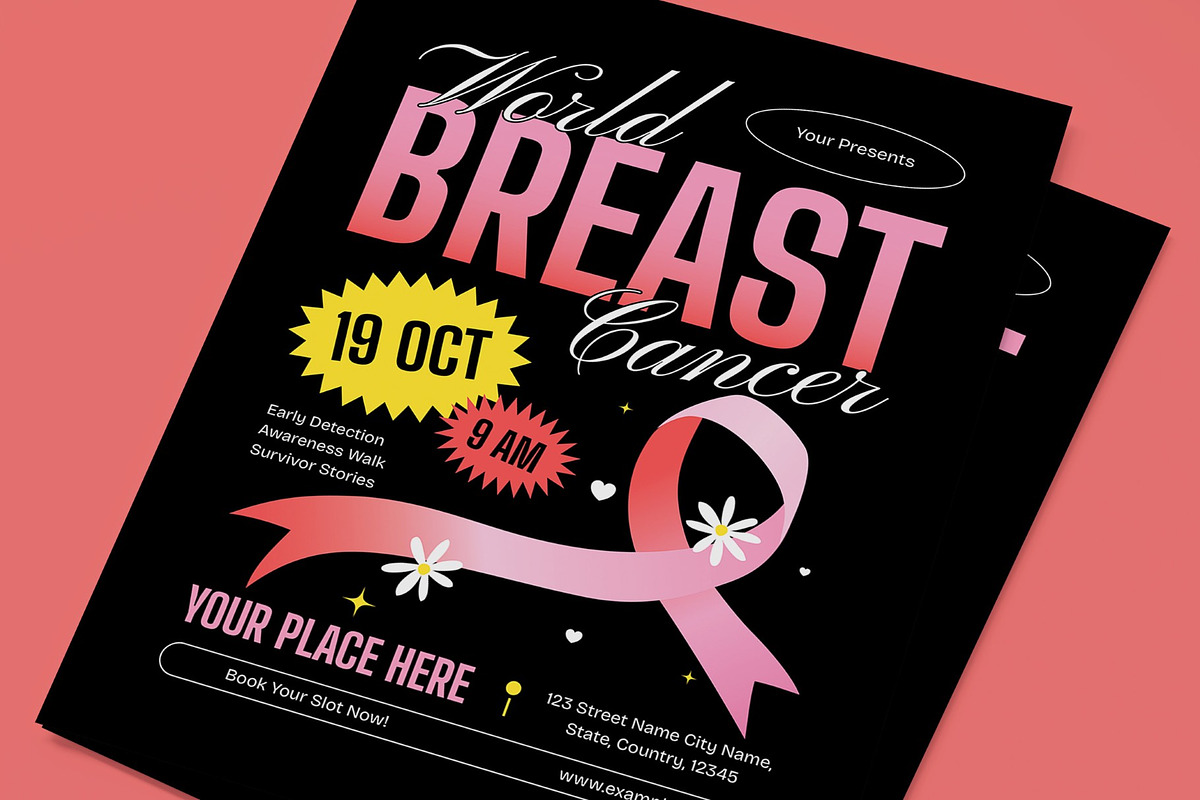 World Breast Cancer Flyer, a Flyer Template by graphicook (Photo 2 of 3)