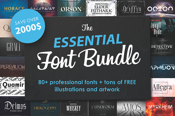 Font Bundle 80 Professional Fonts