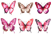 Pink Watercolor Butterflies Clipart, an Illustration by SinaCreation (Thumbnail 5 of 5)