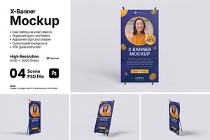 X-Banner Mockup Bundle Set, an Advertising Mockup by Rielismee