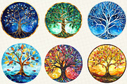 Tree of Life Stained Glass Clipart, an Illustration by OK Design (Thumbnail 2 of 5)