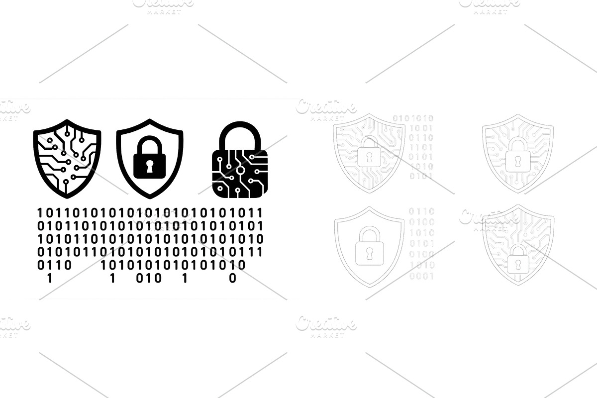 Digital security symbols, a Technology Illustration by ZinetroN