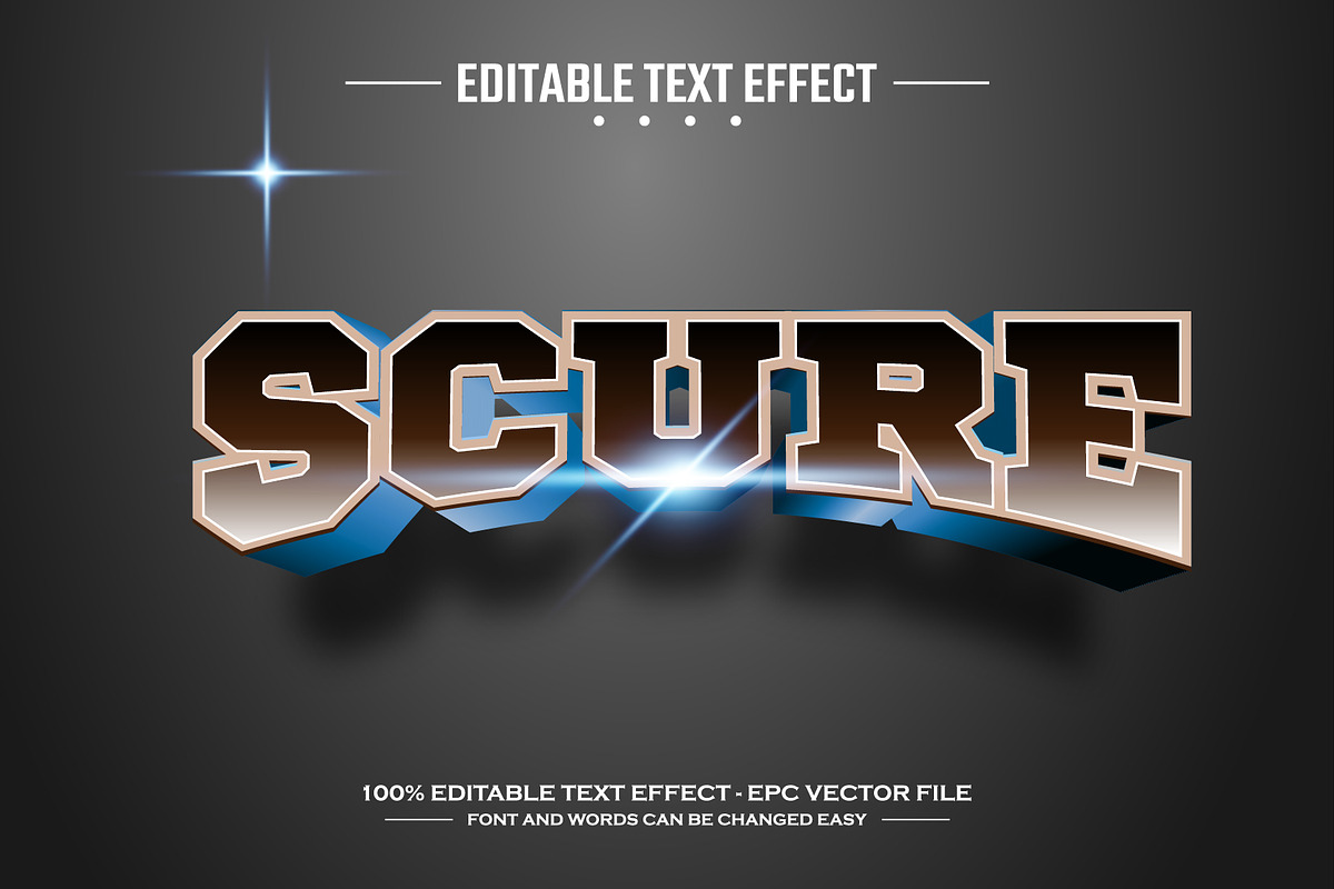 Scure 3D editable text effect, a Layer Style Add-On by nicemorning