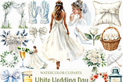 Watercolor White Wedding Day Clipart, an Illustration by Craft Nest (Thumbnail 1 of 6)