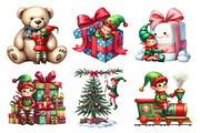 Christmas Elf Watercolor Clipart, an Illustration by Daily.Designs (Thumbnail 4 of 5)