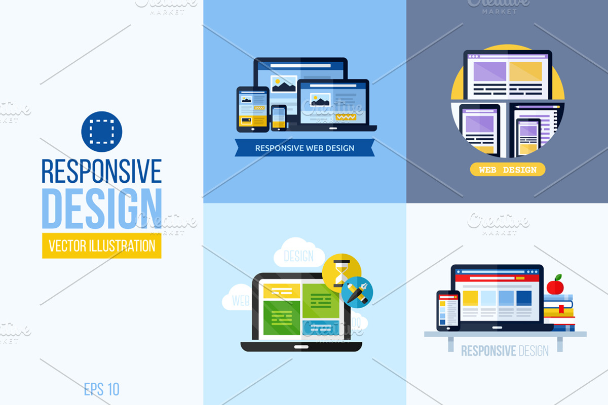 Concepts of responsive web design, a Technology Illustration by elena_andreeva