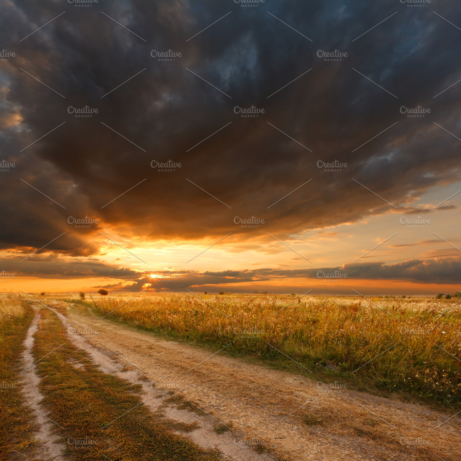 Sunset summer landscape stock photo containing sunset and sunlight, a Nature Photo by LALS STOCK
