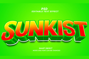 PSD Sunkist 3d Editable Text Effect