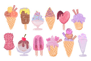 Crayon ice cream set isolated on, a Food Illustration by art PVP - market