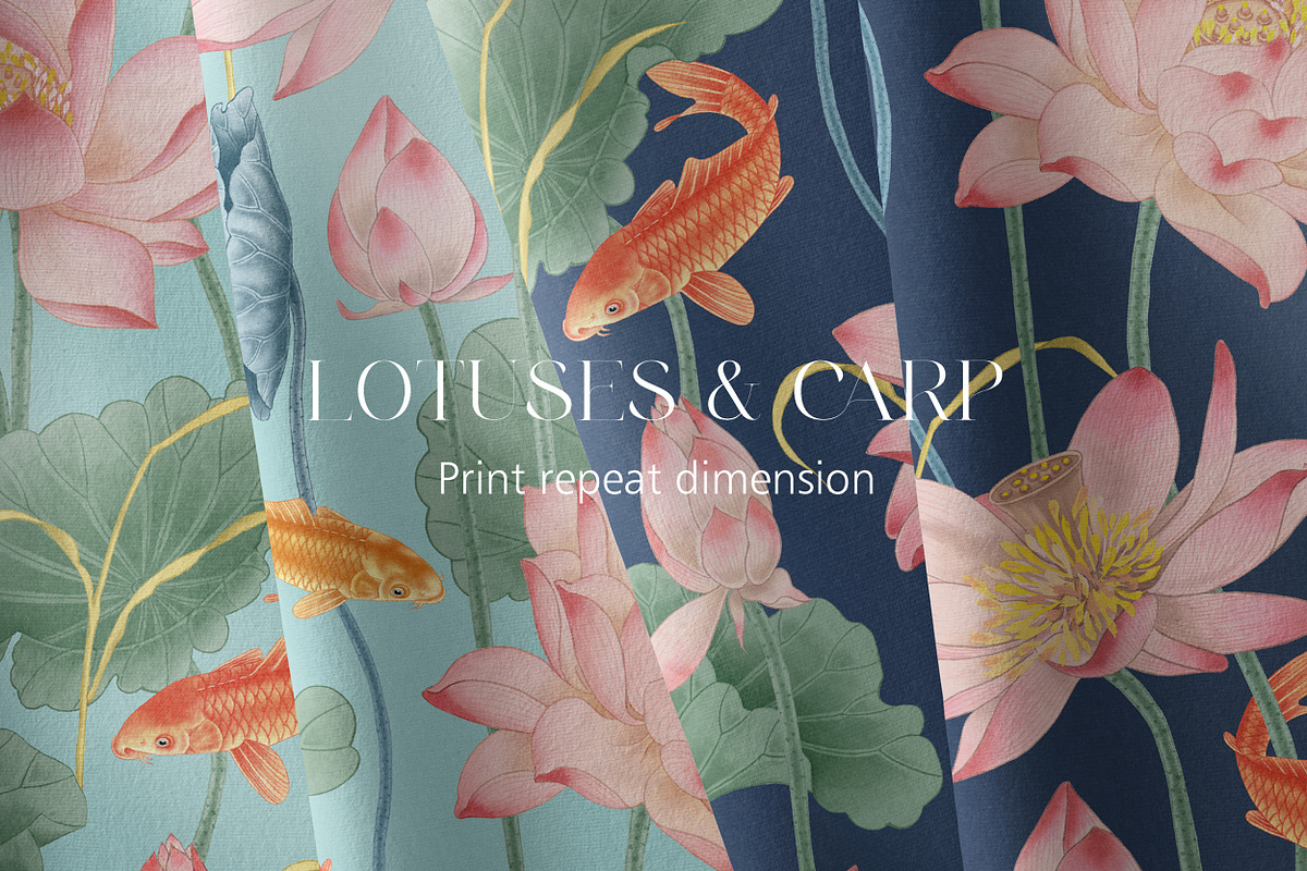 lOTUSES AND CARP, a Pattern Graphic by Kate Demyanovska (Photo 3 of 8)