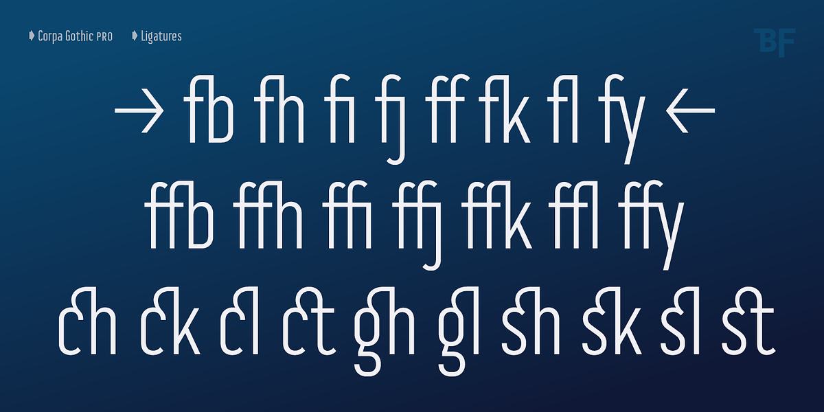 BF Corpa Gothic Pro, a Sans Serif Font by BrassFonts (Photo 9 of 15)
