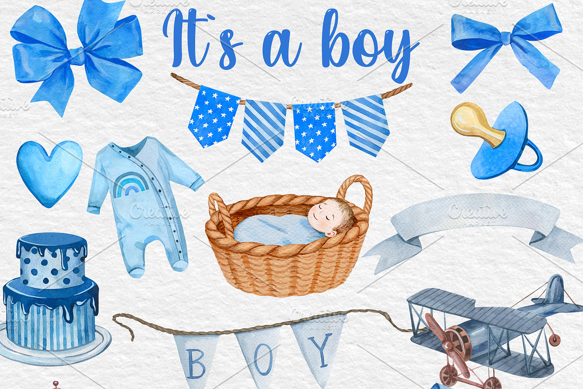 Watercolor Gender Reveal clipart PNG, an Object Illustration by PatternPalette (Photo 4 of 4)