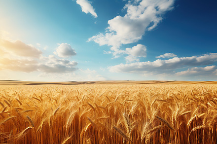 Wheat field with blue sky, a Nature Photo by AlyaAnd