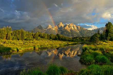 Mountain Rainbow Reflection