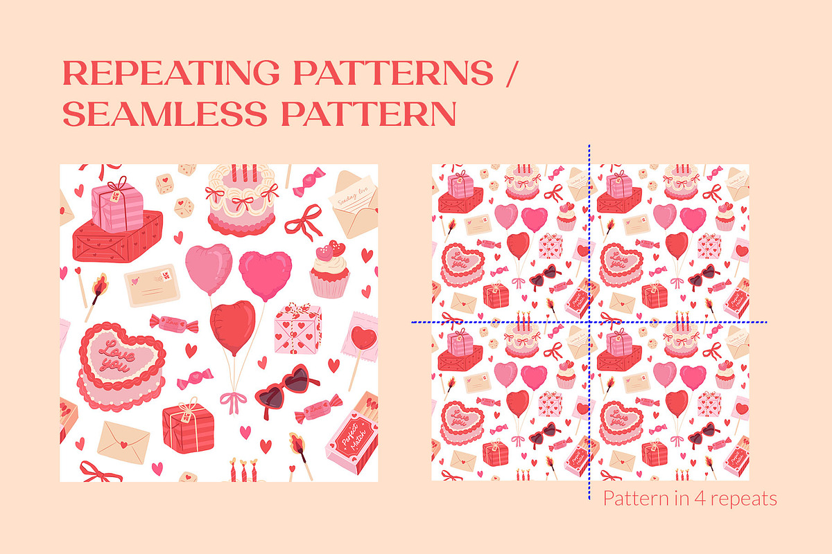 Sweet Romantic Valentine Pattern, a Pattern Graphic by CreativeChristiana (Photo 4 of 9)