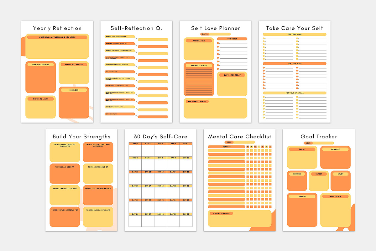 Self Care Help Planner Canva, a Stationery Template by MNT-Creator (Photo 7 of 8)