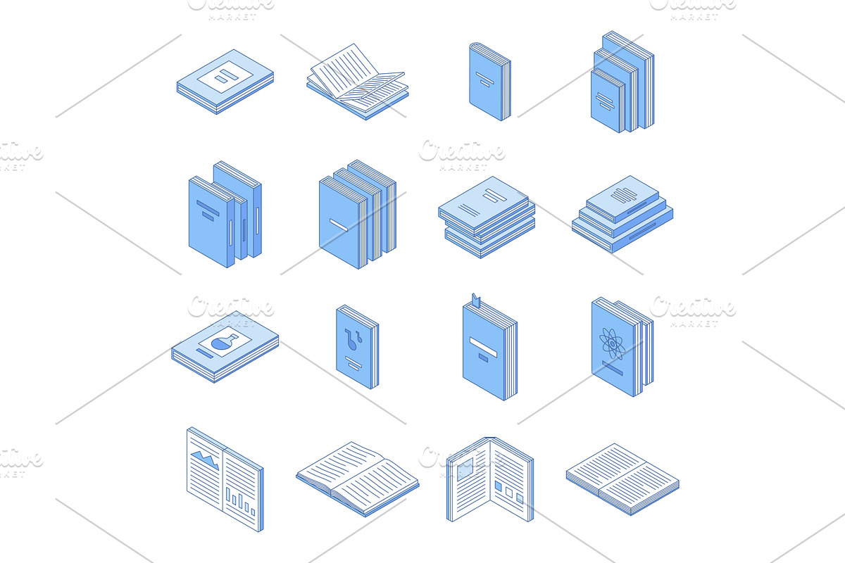 Isometric line book. Pile of books, an Education Illustration by Valerie Bodnar