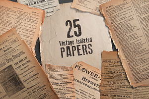 25 Vintage Isolated Papers
