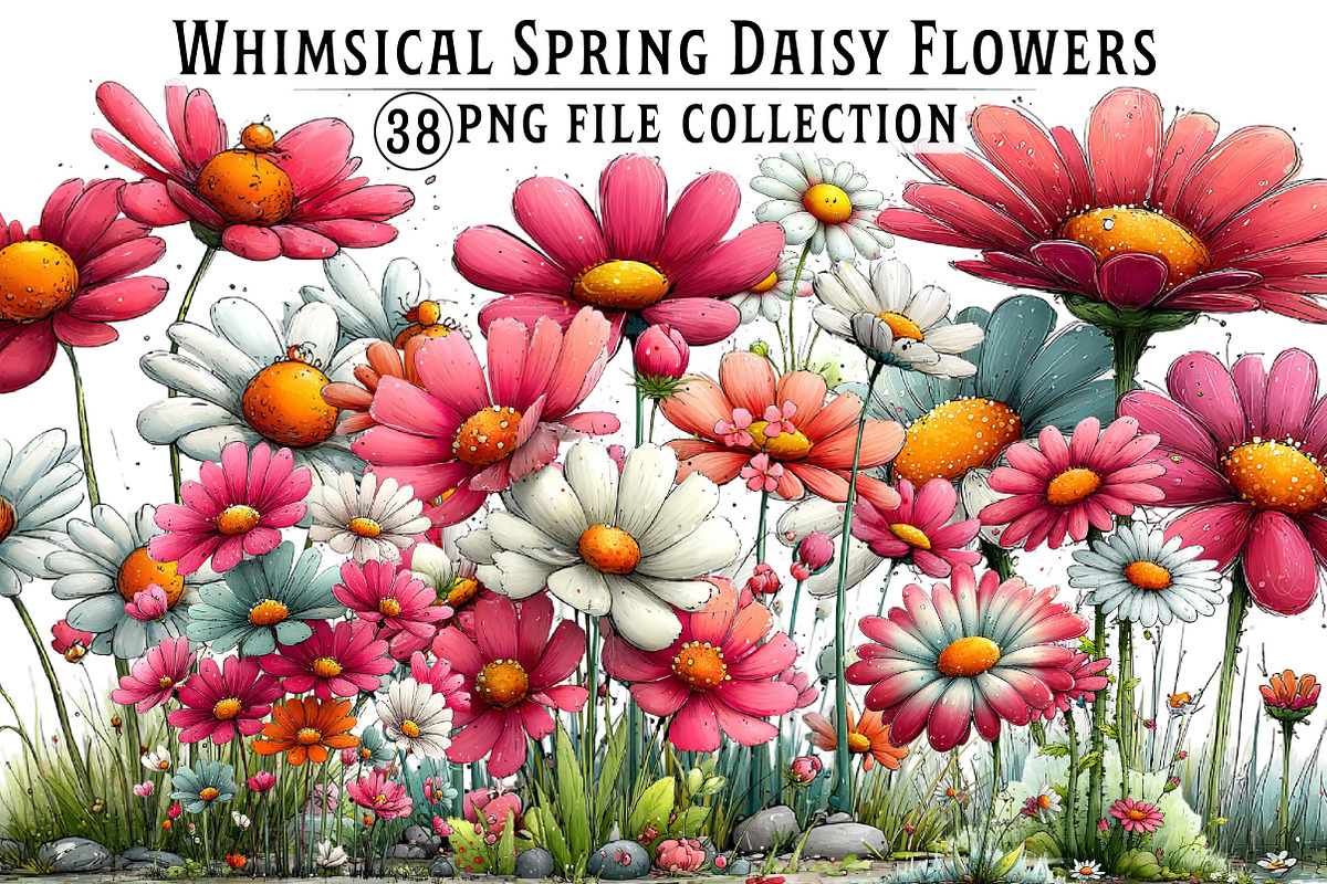 Whimsical Spring Daisy Flowers Clipa, an Illustration by Dream Creation (Photo 1 of 5)