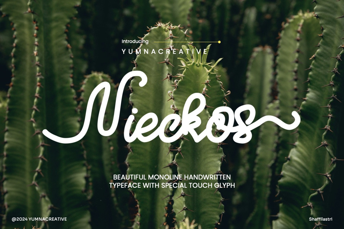 Nieckos - Monoline Handwritten Font, a Handwritten Font by Dhabee (Photo 1 of 12)