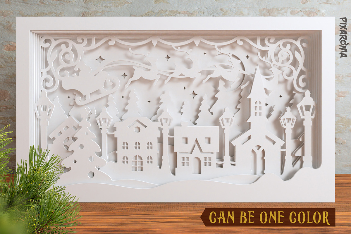 Christmas Village 3D Layered SVG Cut, an Illustration by pixaroma (Photo 10 of 16)