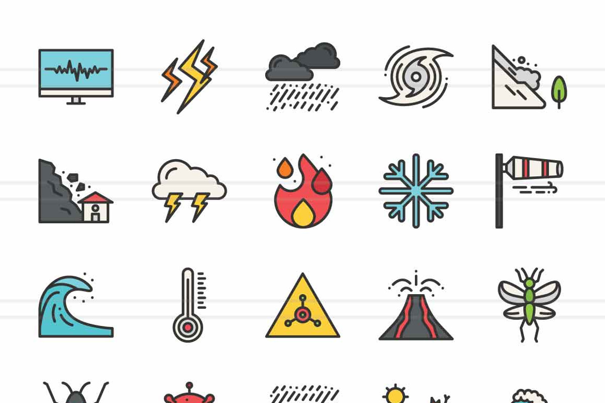 50 Disasters Filled Line Icons, an Icon by IconBunny (Photo 2 of 2)