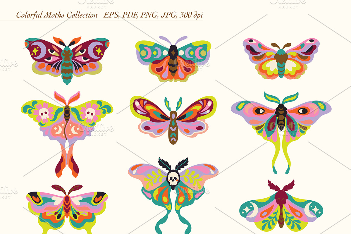 Moonlit Moths - Set and Patterns, a Pattern Graphic by PenguinHouse (Photo 11 of 14)