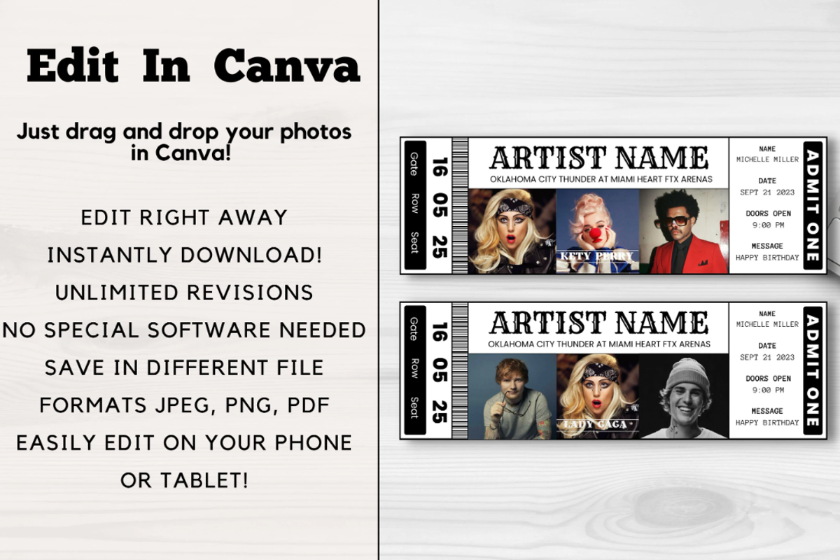 Editable Concert Ticket Template, an Invitation Template by YasdeyDesigns (Photo 6 of 9)