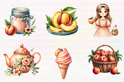 Watercolor Cute Peaches Garden Fruit, an Illustration by CreationArt (Thumbnail 2 of 5)