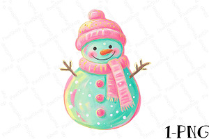 Cute Retro Christmas Snowman Design, an Illustration by DreamPrint404