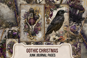 Grunge Gothic Christmas Junk Journal, a Seasonal Illustration by Print Haven Mochi Vintage