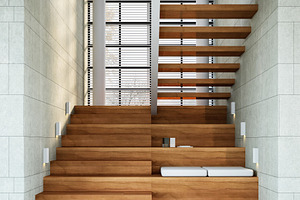 Interior of Modern wooden staircase, an Architecture Photo by TONTECTONIX