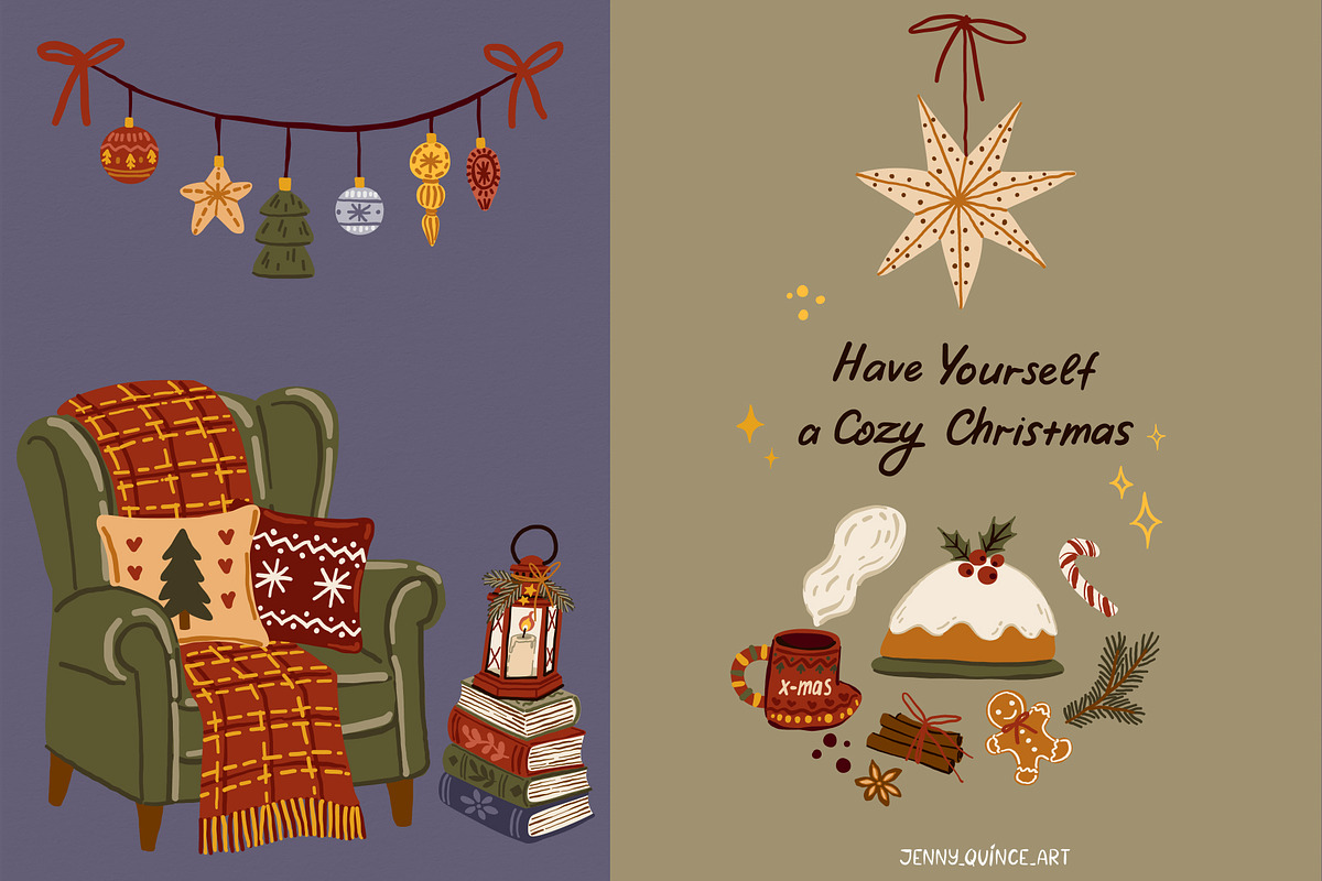 Cozy Christmas – Vector Clipart, a Seasonal Illustration by Jenny Quince (Photo 10 of 14)
