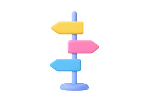 3D Direction Signpost on White, an Object Illustration by ModVector