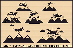 Adventure Plane Mountain Bundle, an Illustration by hafijul