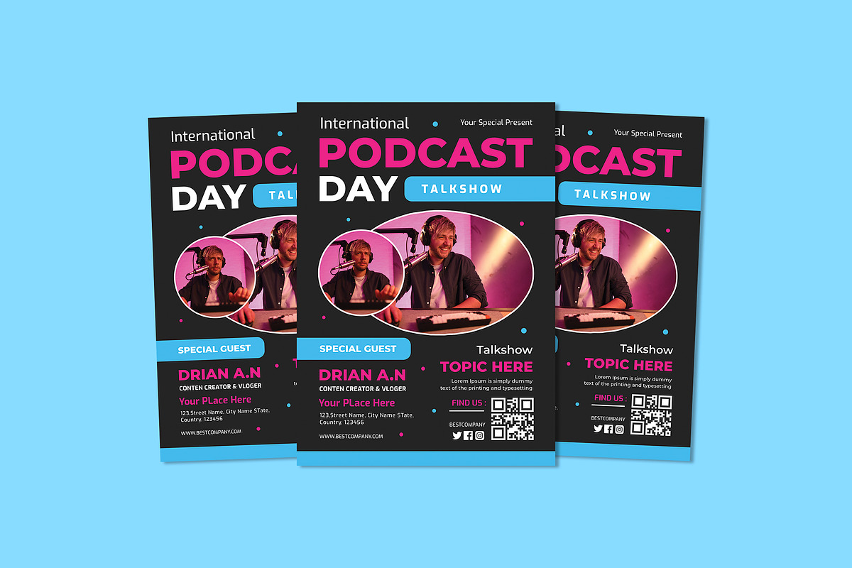 Podcast Day Talkshow, a Flyer Template by Vibesteam