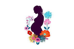 Silhouette of a pregnant woman with, a Person Illustration by Nenahliadava Design