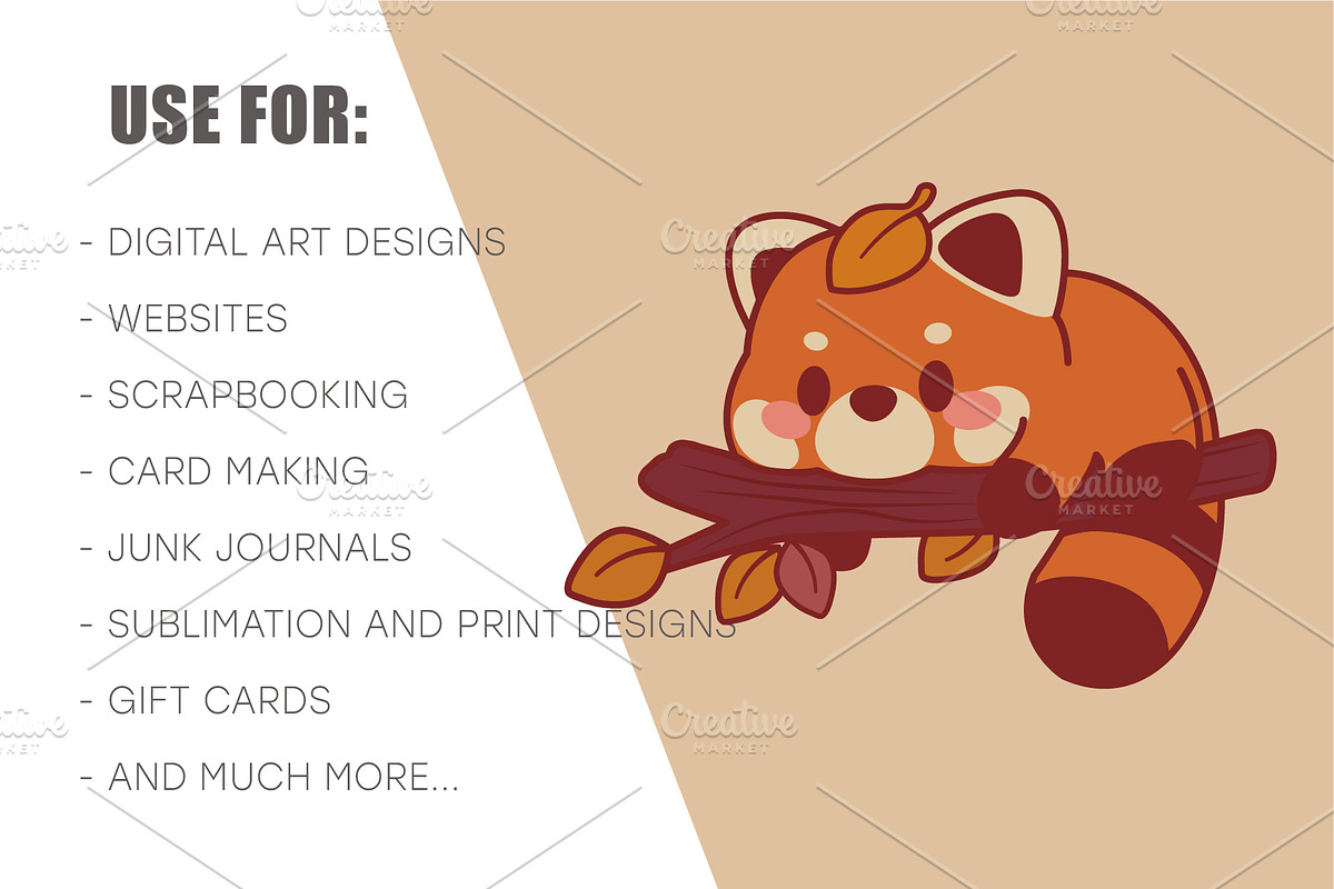 Kawaii Red Panda. T-Shirt, PNG, SVG., an Animal Illustration by KENO Mascots (Photo 8 of 8)